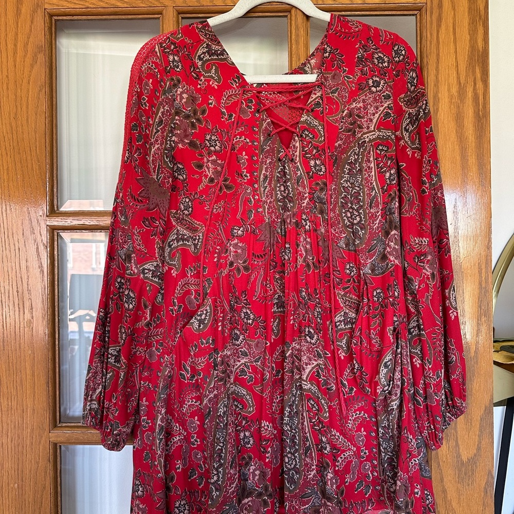 Free people xs flowy red tunic
